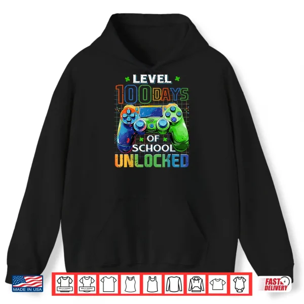 Hoodie Level 100 Days Of School Unlocked Boys 100Th Day Of School Shirt
