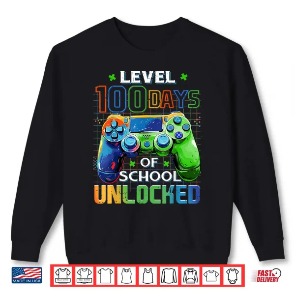 Sweatshirt Level 100 Days Of School Unlocked Boys 100Th Day Of School Shirt