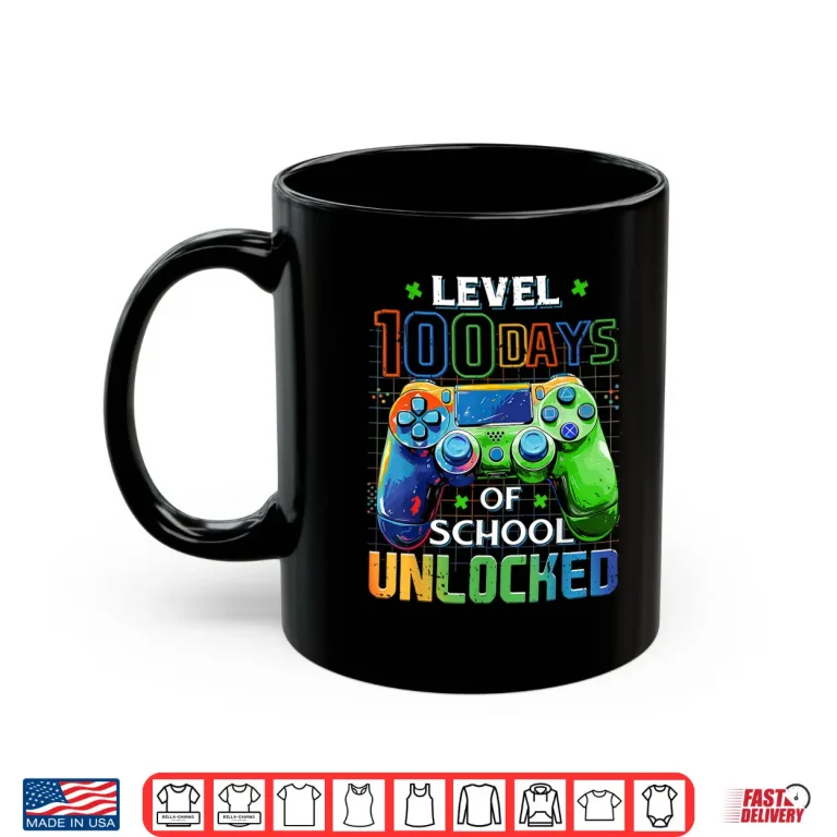 Mug Level 100 Days Of School Unlocked Boys 100Th Day Of School Shirt