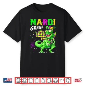 Mardi Grawr T Rex Dino Toddler Kids Mardi Gras Boys Gift Shirt