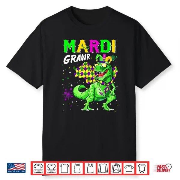 Mardi Grawr T Rex Dino Toddler Kids Mardi Gras Boys Gift Shirt