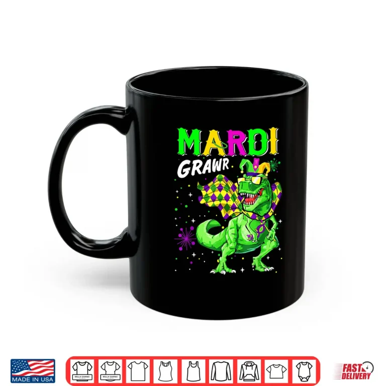 Mug Mardi Grawr T Rex Dino Toddler Kids Mardi Gras Boys Gift Shirt