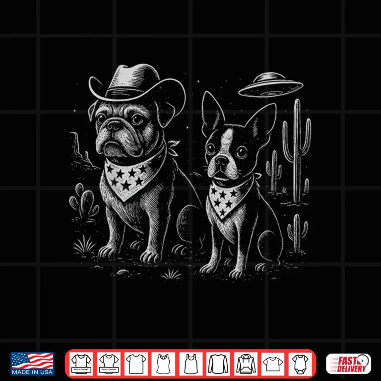 Design French Bulldog Cowboy Hat Boston Terrier Ufo Vintage Western Shirt