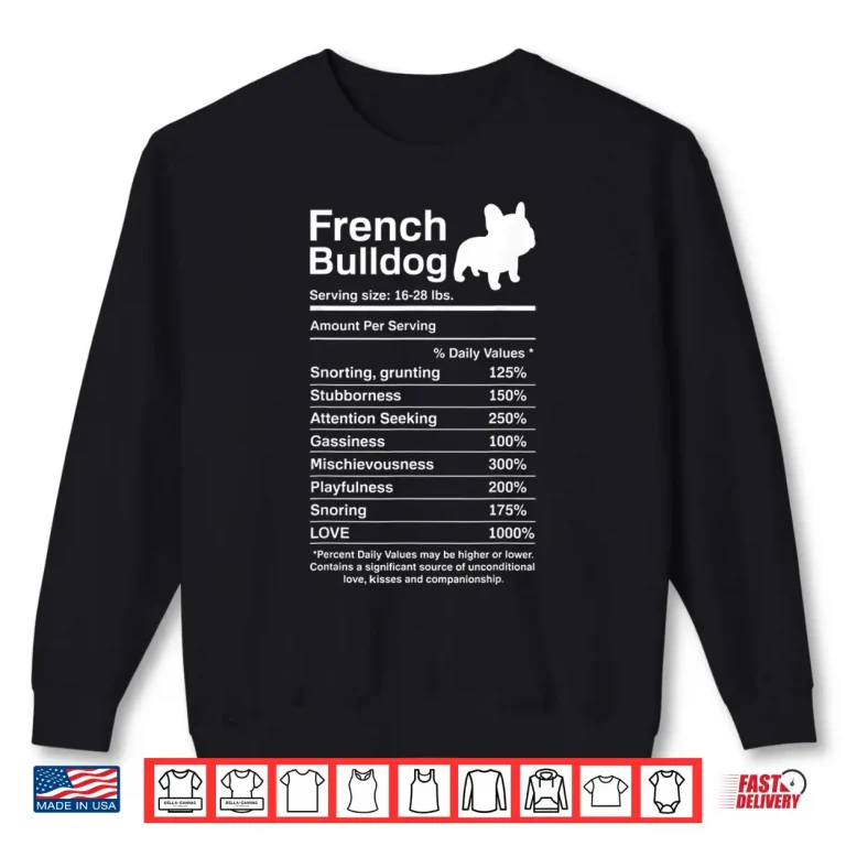 Sweatshirt French Bulldog Facts Nutrition Funny Frenchie Lover Gift Shirt