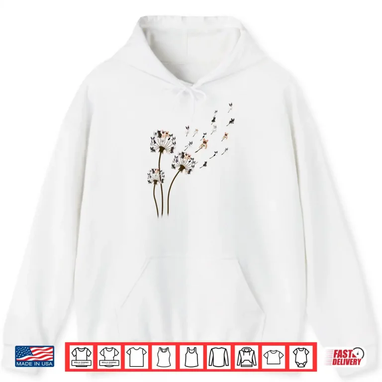 Hoodie French Bulldog Flower Fly Dandelion Shirt Funny Dog Lovers Shirt