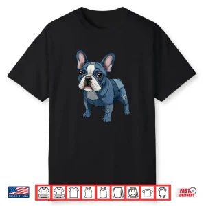 French Bulldog Pattern Patchwork Art Denim Frenchie Lover Shirt