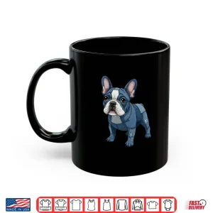Mug French Bulldog Pattern Patchwork Art Denim Frenchie Lover Shirt