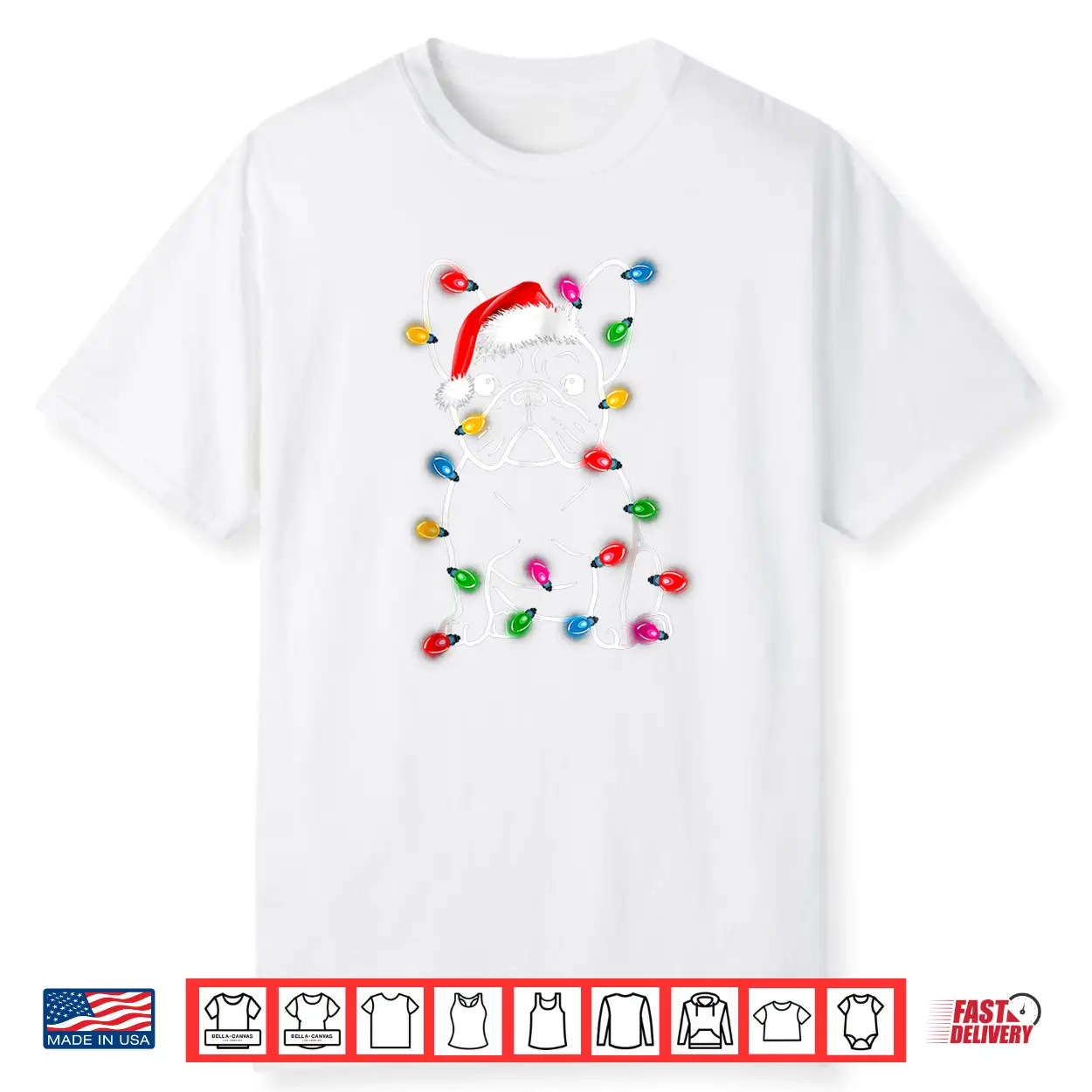 Funny French Bulldog Dog Tree Christmas Lights Xmas Shirt Funny French Bulldog Dog Tree Christmas Lights Xmas Shirt