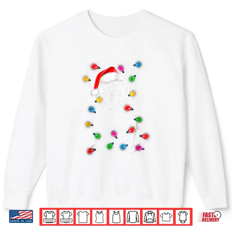 Sweatshirt Funny French Bulldog Dog Tree Christmas Lights Xmas Shirt