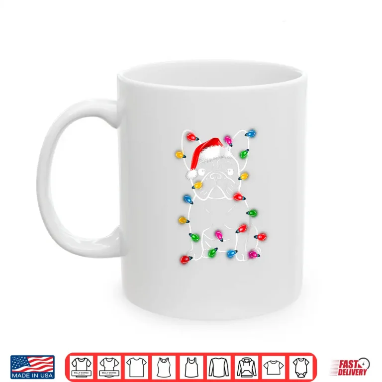 Mug Funny French Bulldog Dog Tree Christmas Lights Xmas Shirt