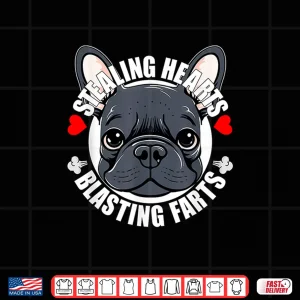 Design Funny Frenchie French Bulldog Stealing Hearts Blasting Farts Shirt