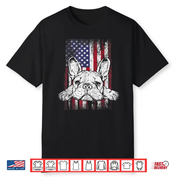 Patriotic French Bulldog American Flag Dog Shirt