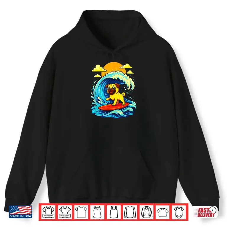 Hoodie Surfing Bulldog Shirt