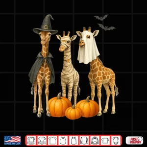 Design Giraffe Boo Mummy Witch Halloween Giraffe Pumpkin Shirt