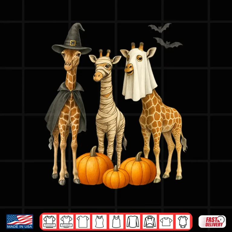 Design Giraffe Boo Mummy Witch Halloween Giraffe Pumpkin Shirt