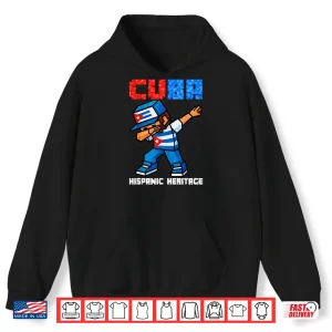 Hoodie Cuba Dabbing Boys Game Pixel Hispanic Heritage Cuban Shirt 1