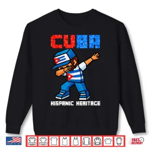 Sweatshirt Cuba Dabbing Boys Game Pixel Hispanic Heritage Cuban Shirt 1