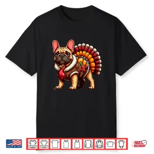 Cute Dog Frenchie Thanksgiving Kids Teen Girl Boy Shirt