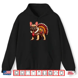Hoodie Cute Dog Frenchie Thanksgiving Kids Teen Girl Boy Shirt