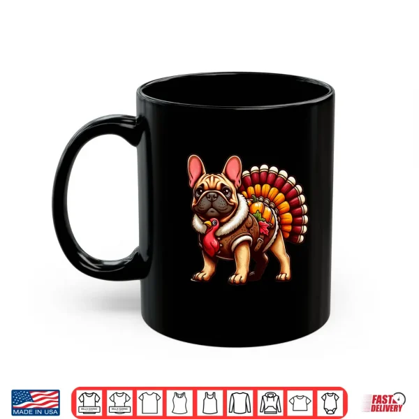 Mug Cute Dog Frenchie Thanksgiving Kids Teen Girl Boy Shirt