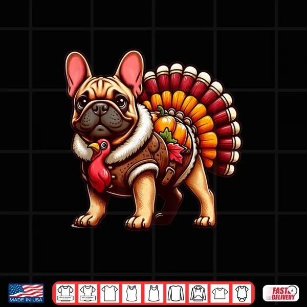 Design Cute Dog Frenchie Thanksgiving Kids Teen Girl Boy Shirt