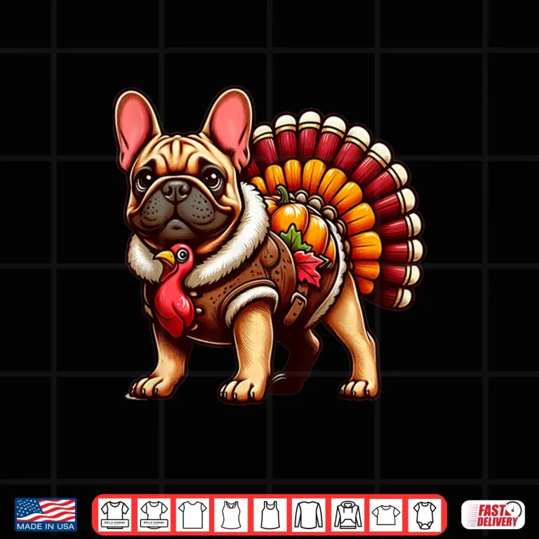 Design Cute Dog Frenchie Thanksgiving Kids Teen Girl Boy Shirt