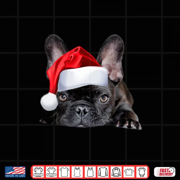 Design Cute French Bulldog Santa Hat Frenchie Image Christmas Gift Shirt
