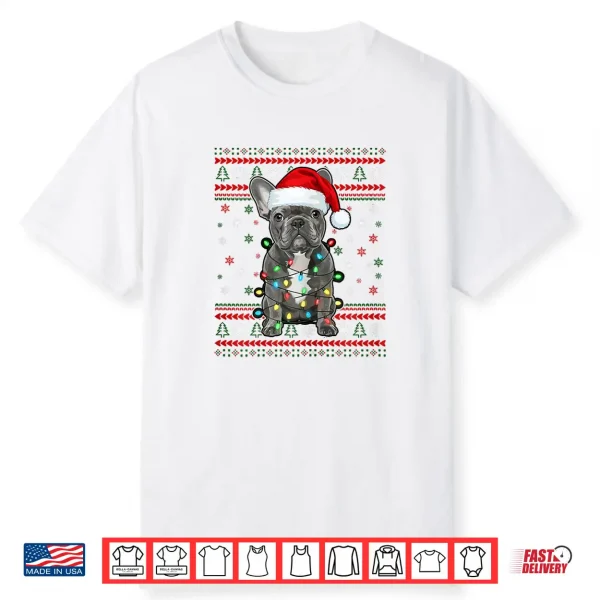 Dog Christmas French Bulldog Christmas Lights Ugly Sweater Shirt
