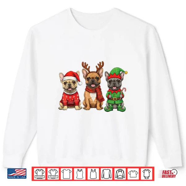 Sweatshirt French Bulldog Christmas Lights Reindeer Santa Dog Lovers Shirt