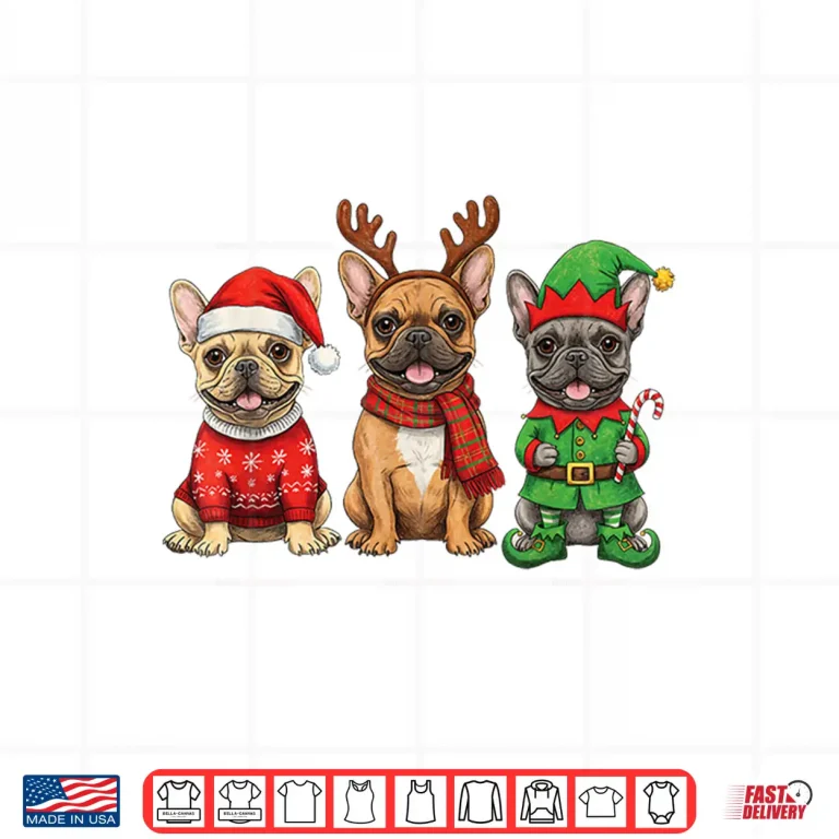 Design French Bulldog Christmas Lights Reindeer Santa Dog Lovers Shirt