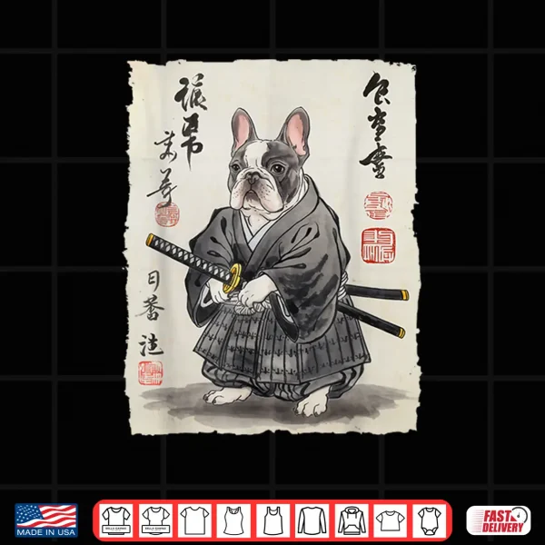 Design French Bulldog Samurai Japanese Ink Art For Men Women Kids Shirt