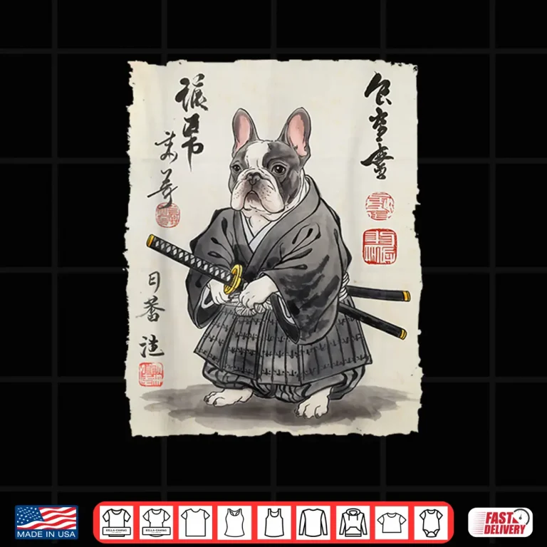 Design French Bulldog Samurai Japanese Ink Art For Men Women Kids Shirt