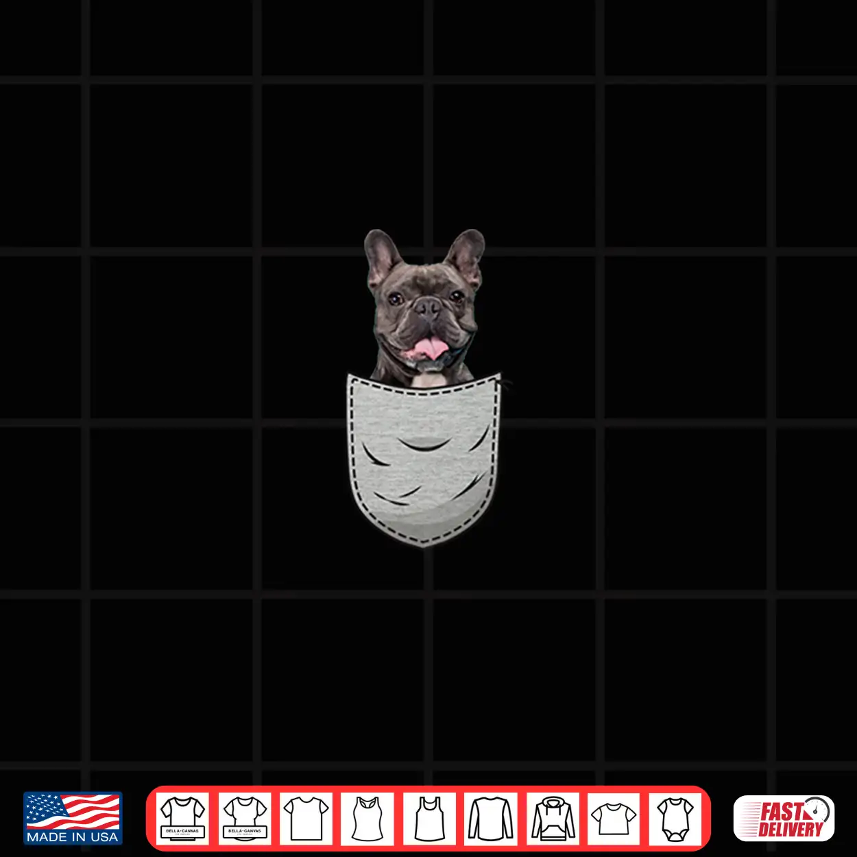 Frenchie French Bulldog Chest Pocket Long Sleeve Shirt Frenchie French Bulldog Chest Pocket Long Sleeve Shirt