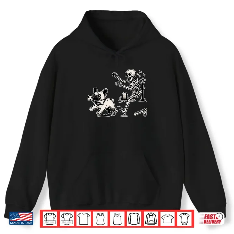 Hoodie Funny Halloween French Bulldog Skeleton Spooky Season Shirt