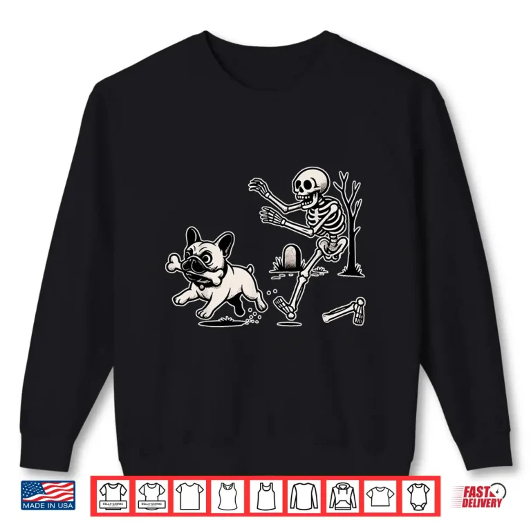Sweatshirt Funny Halloween French Bulldog Skeleton Spooky Season Shirt
