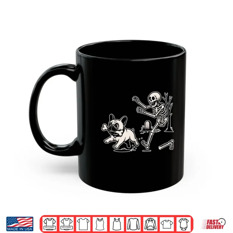 Mug Funny Halloween French Bulldog Skeleton Spooky Season Shirt