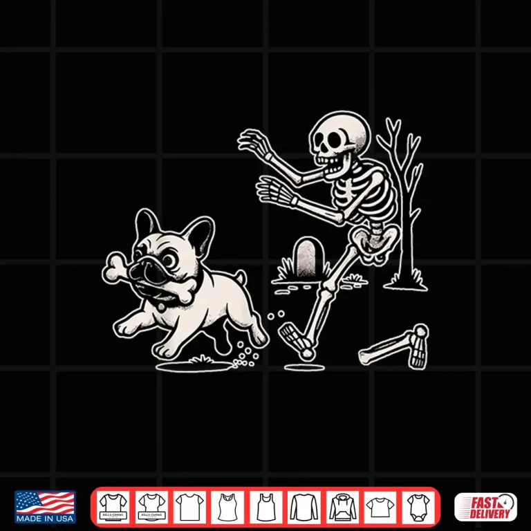 Design Funny Halloween French Bulldog Skeleton Spooky Season Shirt