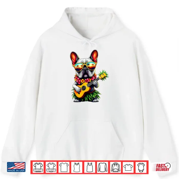 Hoodie Hawaiian French Bulldog Pineapple Ukulele Summer Vacation Shirt