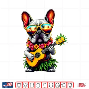 Design Hawaiian French Bulldog Pineapple Ukulele Summer Vacation Shirt