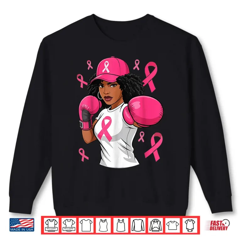 Sweatshirt Black African American Breast Cancer Afro Pink Ribbon Shirt