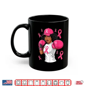 Mug Black African American Breast Cancer Afro Pink Ribbon Shirt