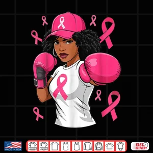Design Black African American Breast Cancer Afro Pink Ribbon Shirt