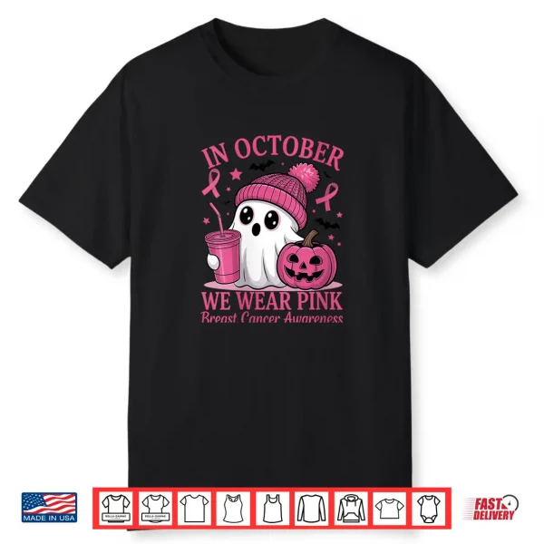 Breast Cancer Halloween Women In October We Wear Pink Shirt