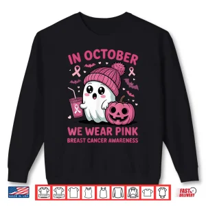 Sweatshirt Breast Cancer in October We Wear Pink Ghost Halloween Shirt