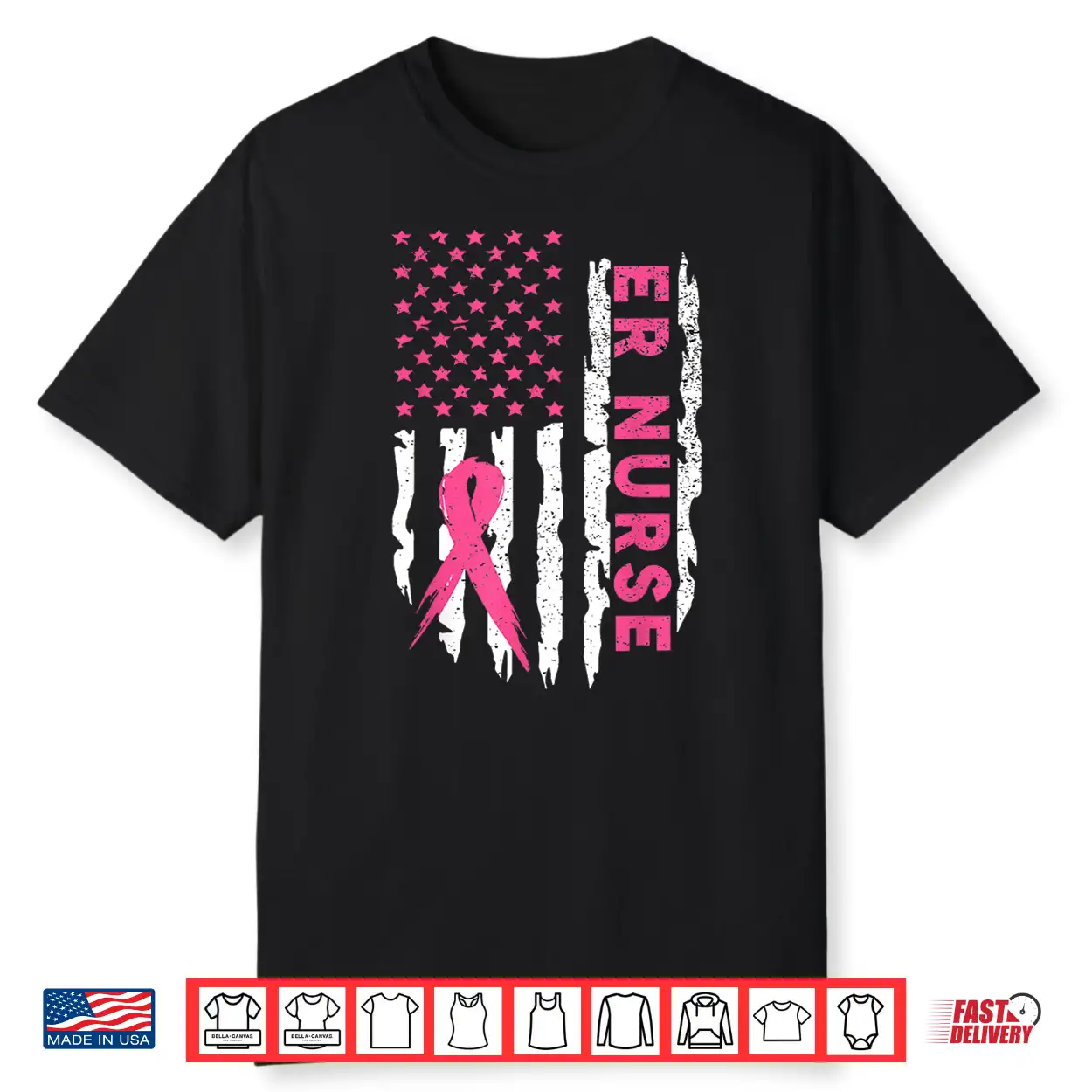 Er Nurse American Flag Nurse Breast Cancer Awareness Shirt Er Nurse American Flag Nurse Breast Cancer Awareness Shirt