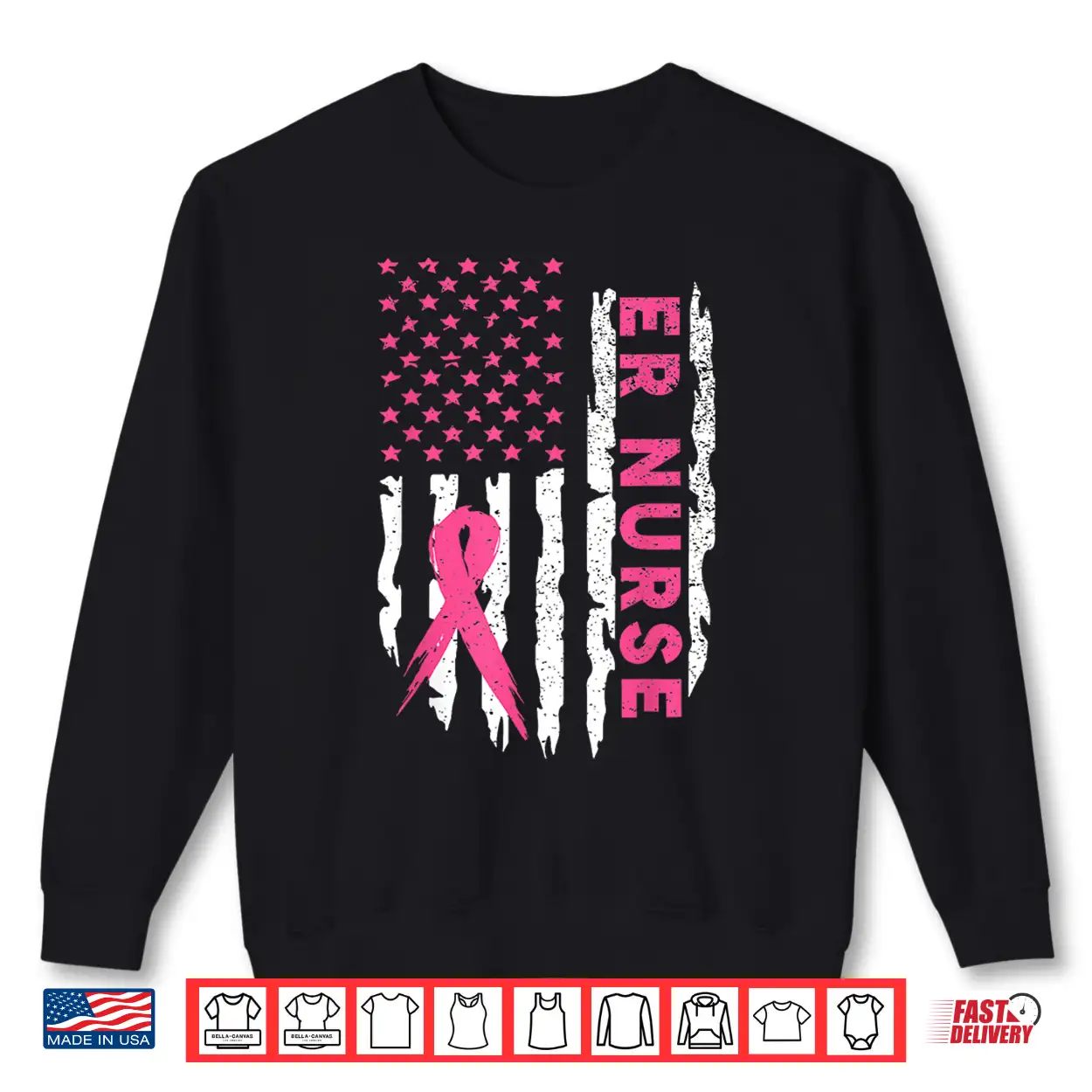 Er Nurse American Flag Nurse Breast Cancer Awareness Shirt Er Nurse American Flag Nurse Breast Cancer Awareness Shirt