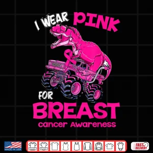Design I Wear Pink for Breast Cancer Awareness Dinosaur Shirt