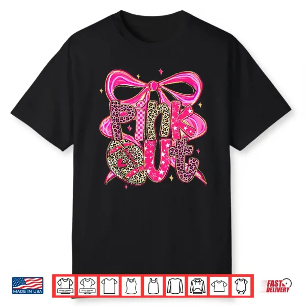 Pink Out Breast Cancer Football Coquette Bow Shirt