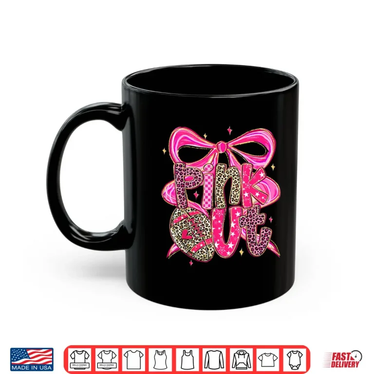 Mug Pink Out Breast Cancer Football Coquette Bow Shirt