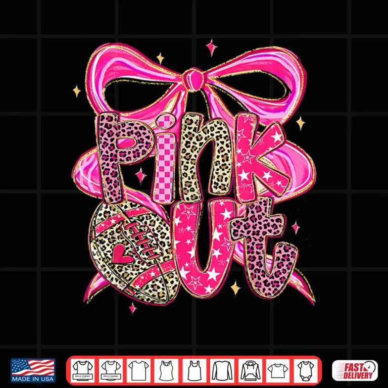 Design Pink Out Breast Cancer Football Coquette Bow Shirt
